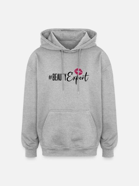beauty expert lips - Oversized Unisex Hoodie - Grau meliert