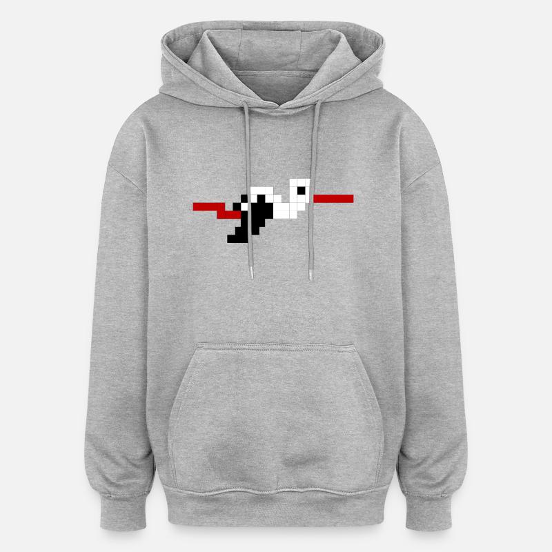 Cigogne Alsace Pixel #tshirtalsace #tshirtcigogne - Sweat à capuche oversize unisexe - gris chiné