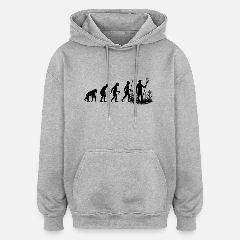 Farmer Evolution - Oversized Unisex Hoodie - heather grey