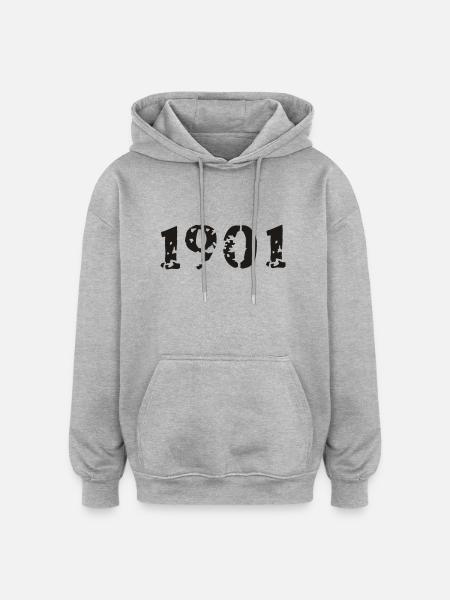 1901 - Oversized Unisex Hoodie - Grau meliert