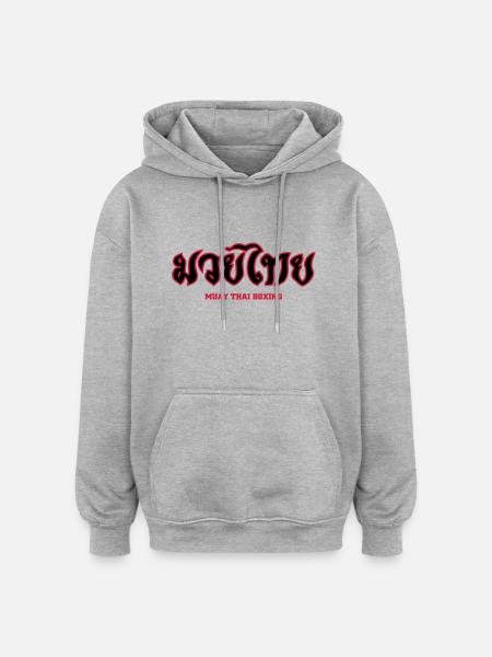 Muay-Thai-schrift rot - Oversized Unisex Hoodie - Grau meliert