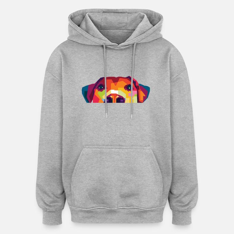 Hunde WPAP Design - Oversized Unisex Hoodie - Grau meliert