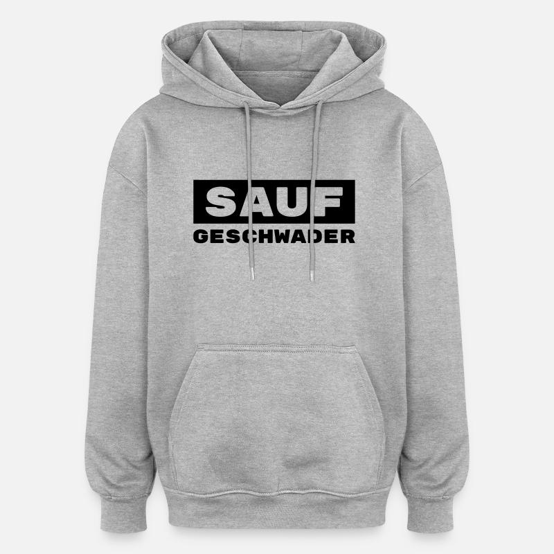 Saufgeschwader / Trinkshirt / Gruppenshirt - Oversized Unisex Hoodie - Grau meliert