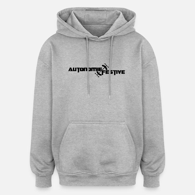 autonomie festive - Sweat à capuche oversize unisexe - gris chiné