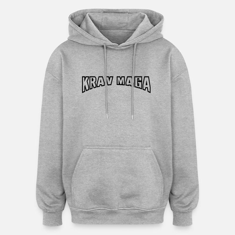 krav maga bogen - Sweat à capuche oversize unisexe - gris chiné