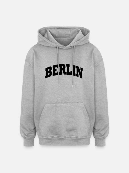 Berlin Schriftzug - Oversized Unisex Hoodie - Grau meliert