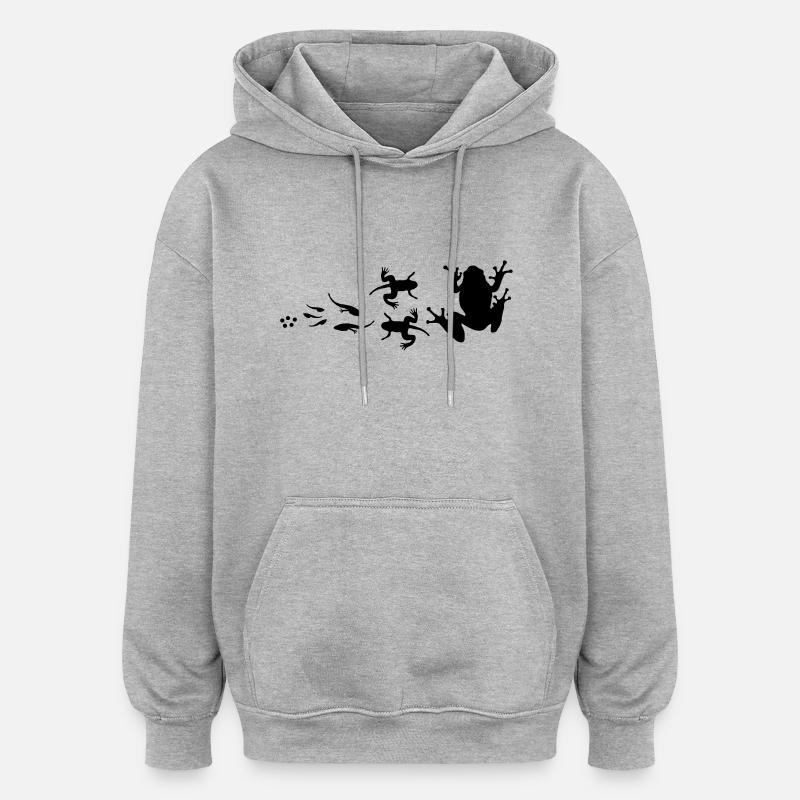 évolution-grenouille - Sweat à capuche oversize unisexe - gris chiné