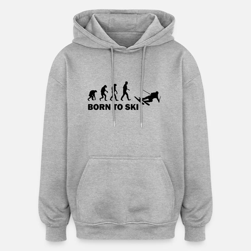 born to ski - Oversized Unisex Hoodie - heather grey