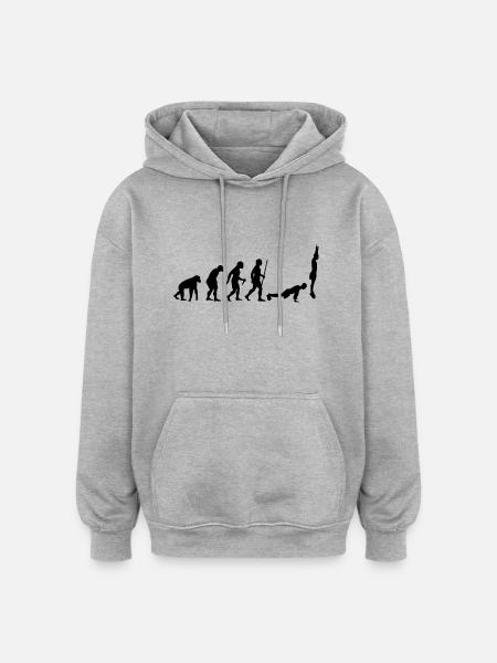 Evolution Burpee - Oversized Unisex Hoodie - Grau meliert