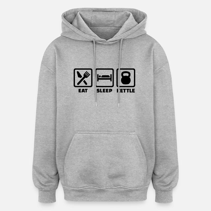 Eat Sleep Kettlebell - Sweat à capuche oversize unisexe - gris chiné