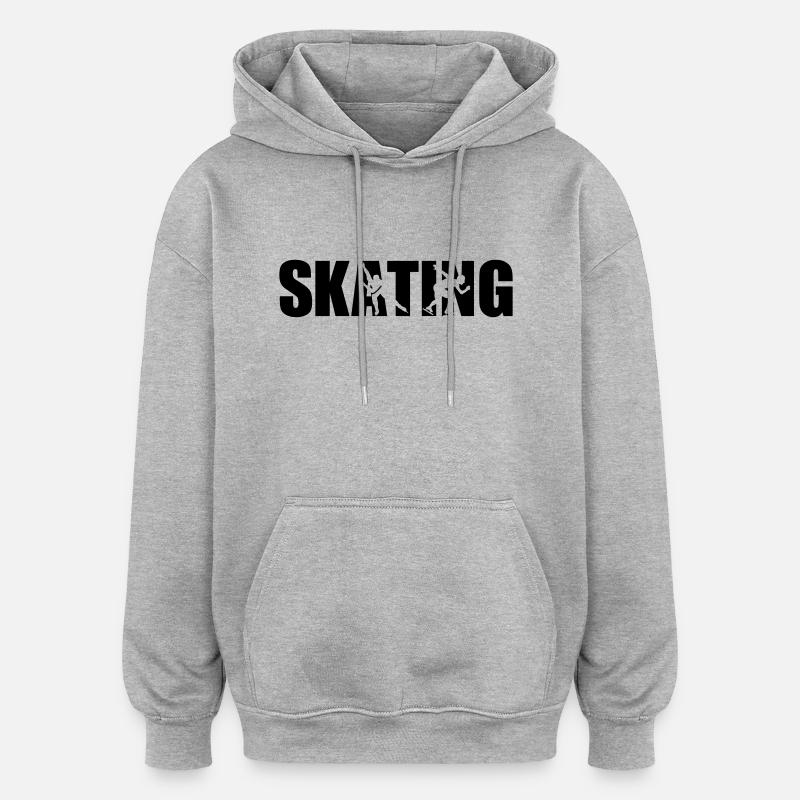 Skating - Sweat à capuche oversize unisexe - gris chiné