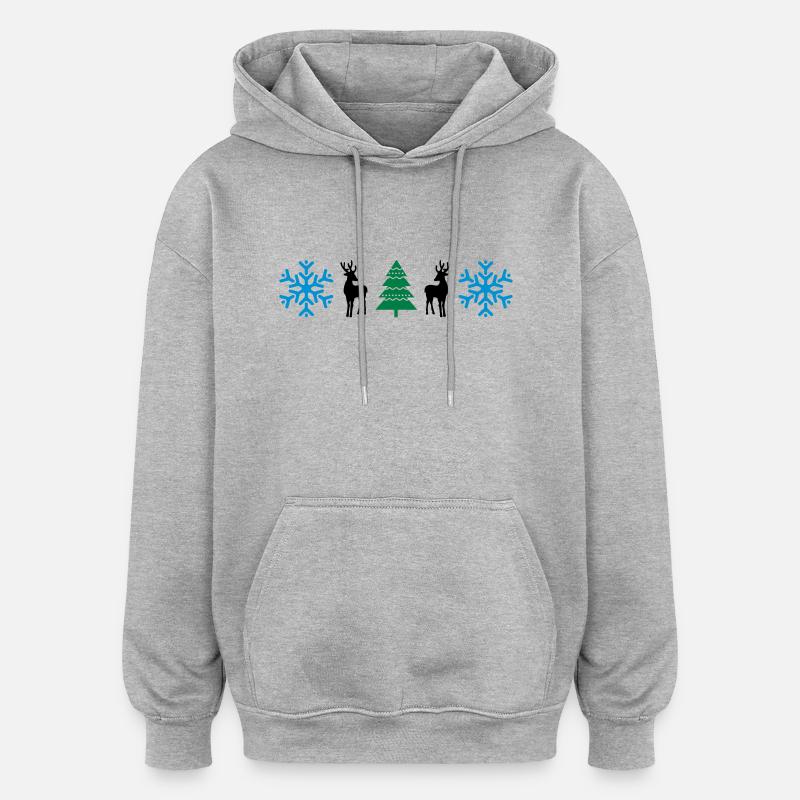 weihnachtsmuster_02 - Sweat à capuche oversize unisexe - gris chiné