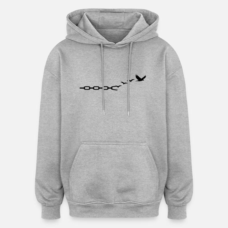 free_like_a_bird_01 - Sweat à capuche oversize unisexe - gris chiné