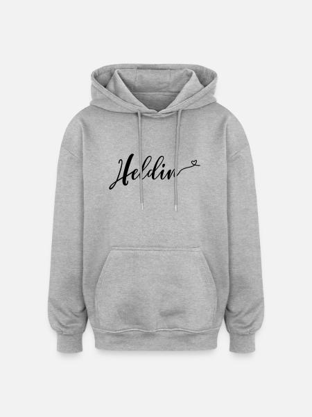 heldin - Oversized Unisex Hoodie - Grau meliert