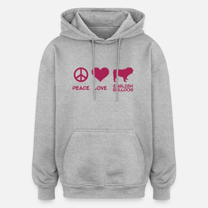 Anglais Bouledogue - Sweat à capuche oversize unisexe - gris chiné
