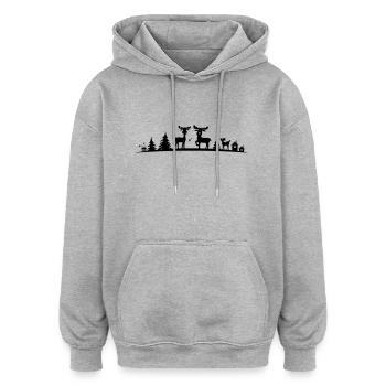 Weihnachten - Elche Winter - Oversized Unisex Hoodie - Grau meliert - Vorne - Noah (186cm)