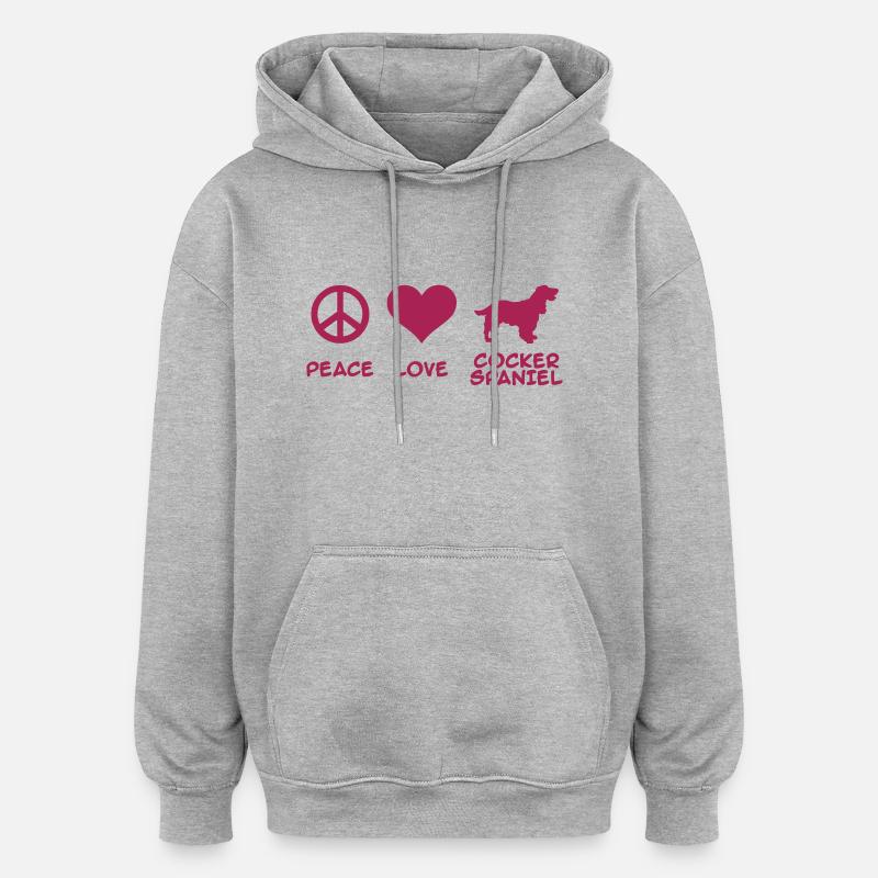 Cocker Spaniel - Sweat à capuche oversize unisexe - gris chiné