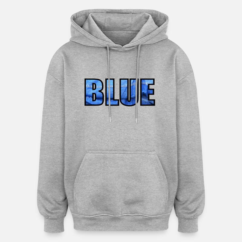 BLEU - Sweat à capuche oversize unisexe - gris chiné