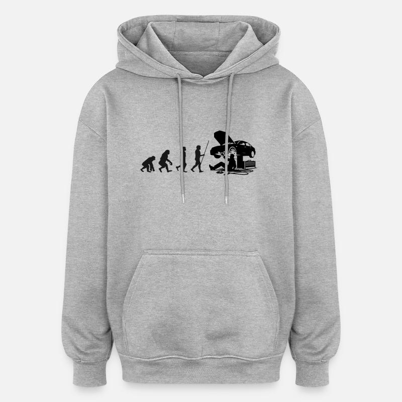 Kfz Mechaniker Evolution - Oversized Unisex Hoodie - Grau meliert