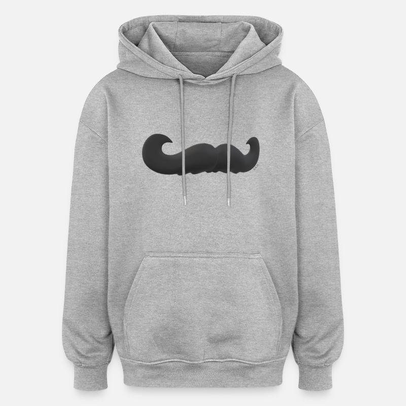 Moustache - Sweat à capuche oversize unisexe - gris chiné