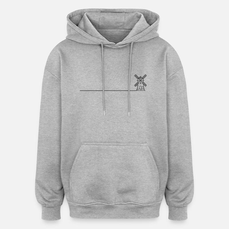 Icône de moulin à vent - Sweat à capuche oversize unisexe - gris chiné