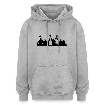 Fans - Stadion - Party - Oversized Unisex Hoodie - Grau meliert - Vorne - Noah (186cm)