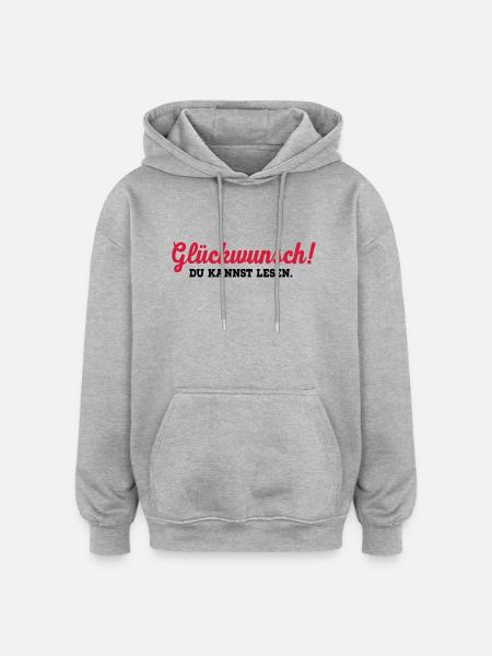 lesen - Oversized Unisex Hoodie - Grau meliert