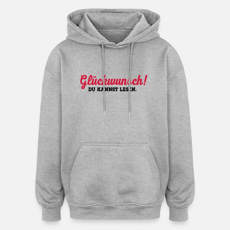 lesen - Oversized Unisex Hoodie - Grau meliert