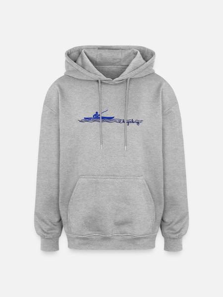 Wanderkajak - Oversized Unisex Hoodie - Grau meliert