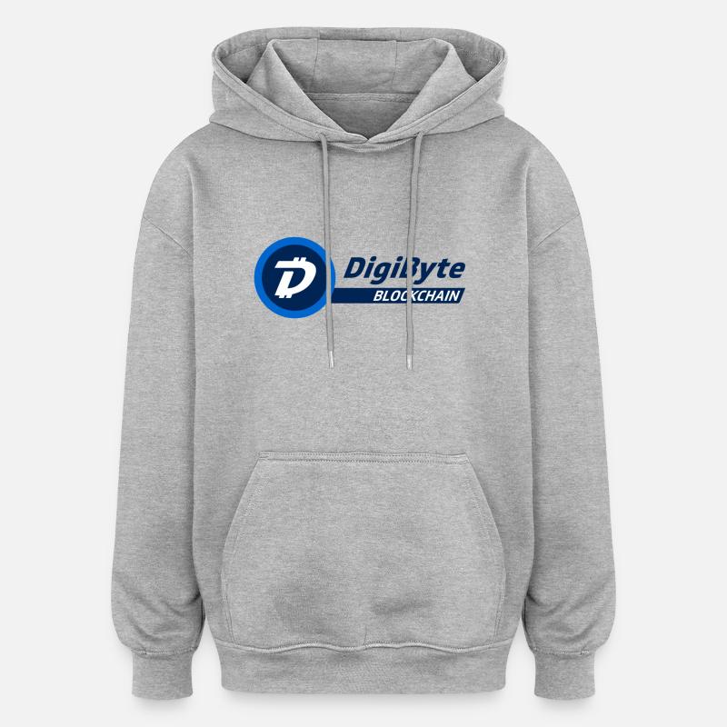 Logo DigiByte avec texte (DGB) - Sweat à capuche oversize unisexe - gris chiné