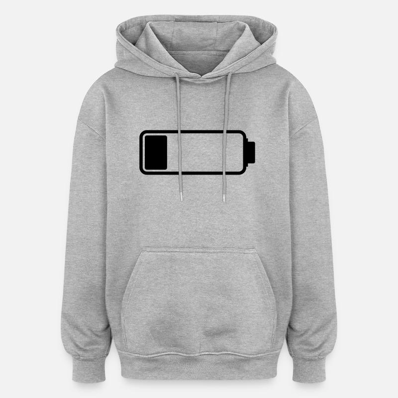 battery_empty__f1 - Sweat à capuche oversize unisexe - gris chiné