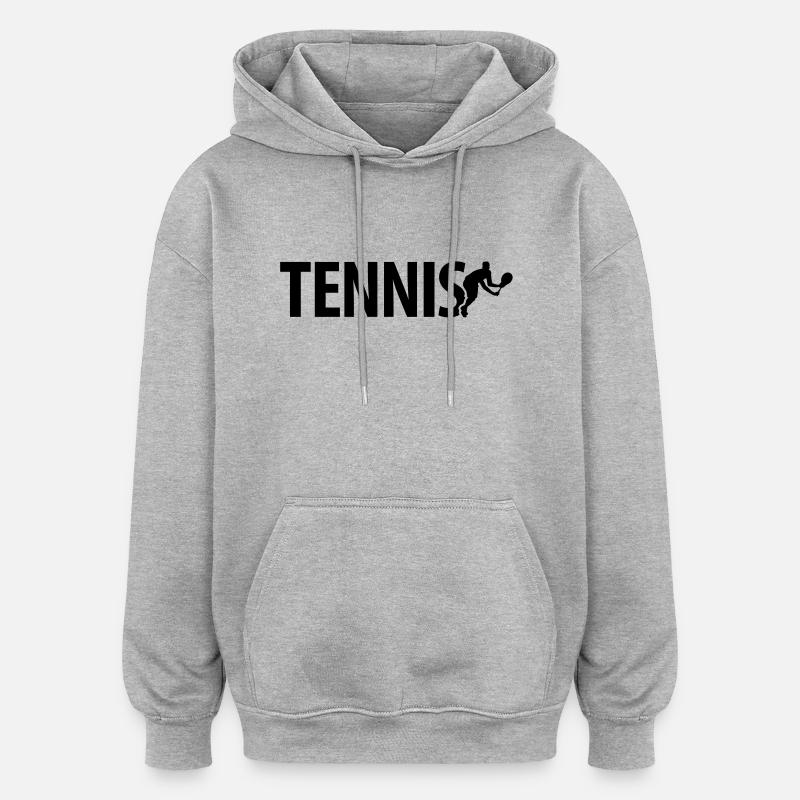 tennis_logo_c1 - Sweat à capuche oversize unisexe - gris chiné