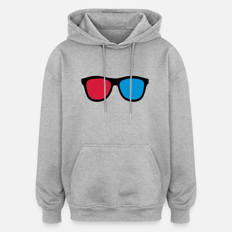 3D glasses - Sweat à capuche oversize unisexe - gris chiné