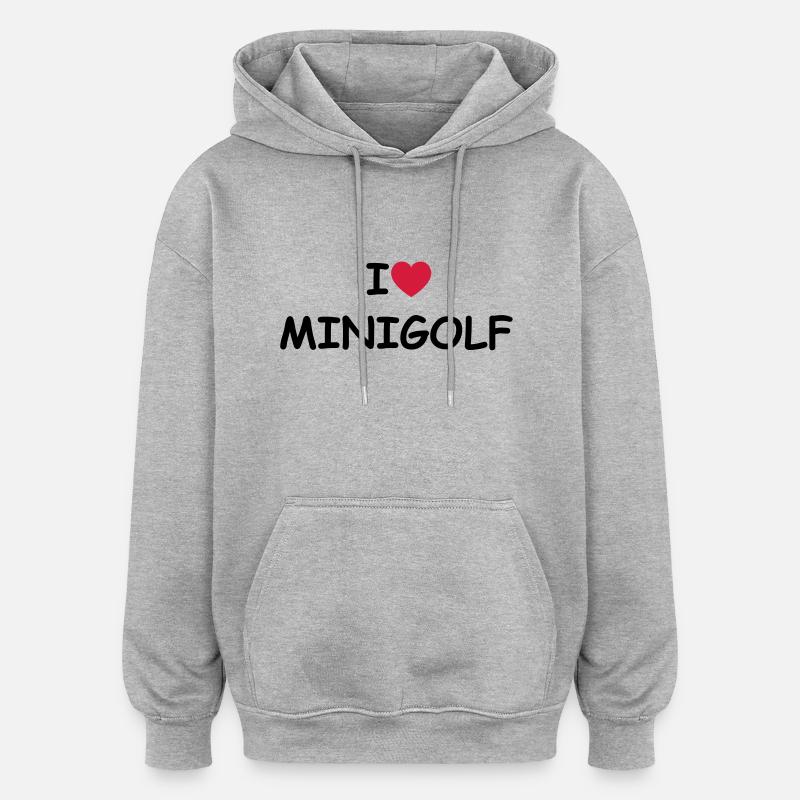 J'aime / coeur Mini Golf - Sweat à capuche oversize unisexe - gris chiné