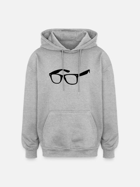 Brille - Oversized Unisex Hoodie - Grau meliert