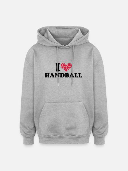 I Love Handball - Oversized Unisex Hoodie - heather grey