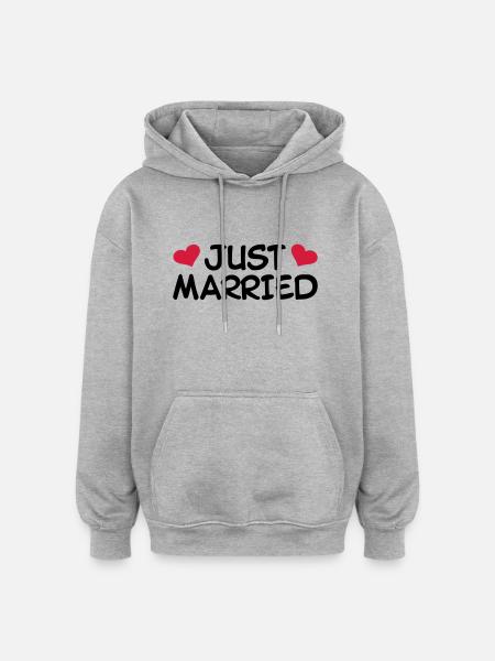 Just Married Wedding - Oversized Unisex Hoodie - heather grey