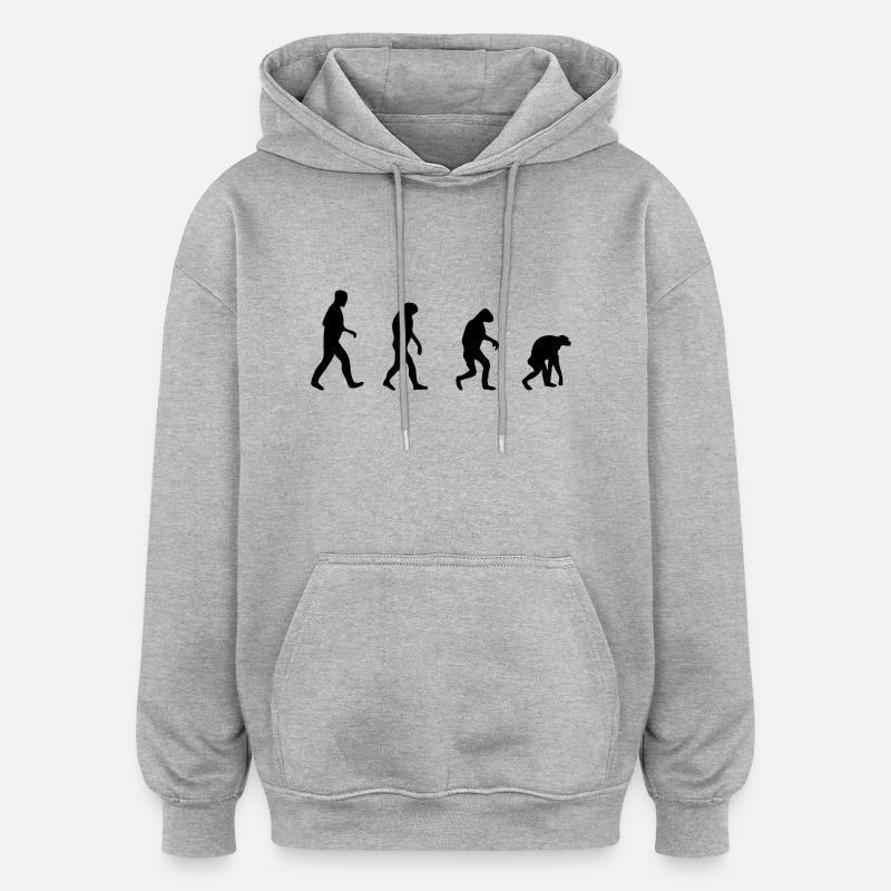 evolution backwards - Oversized Unisex Hoodie - heather grey