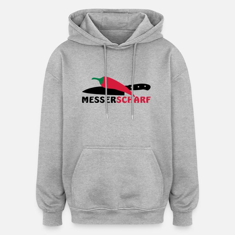 MESSERSCHARF - Oversized Unisex Hoodie - Grau meliert