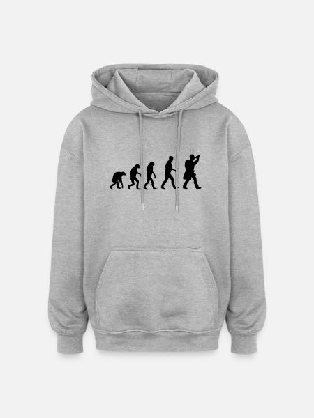 wanderer evolution fun - Oversized Unisex Hoodie - Grau meliert