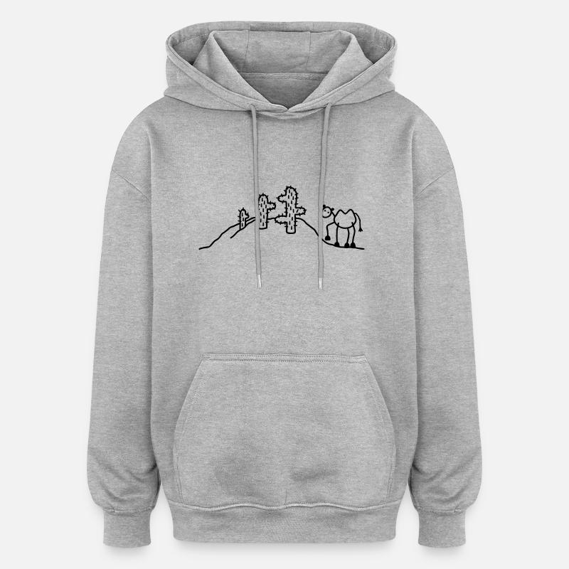 Kamel & Kaktus - Oversized Unisex Hoodie - Grau meliert