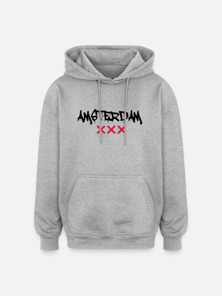 amsterdam - Oversized Unisex Hoodie - Grau meliert