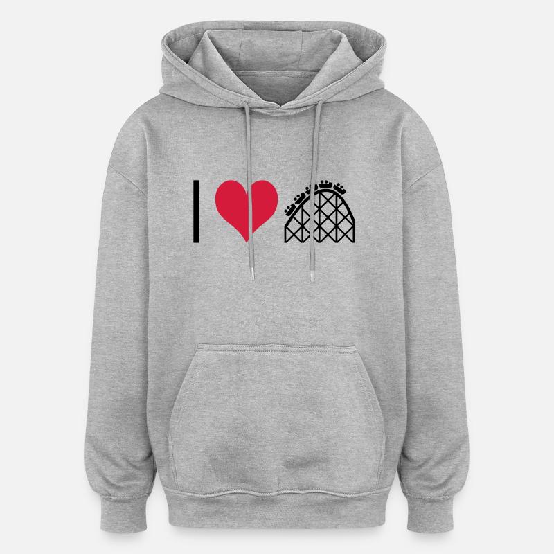 ichliebeachterbahn - Sweat à capuche oversize unisexe - gris chiné