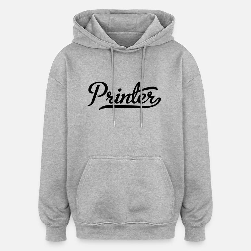 Imprimante - Sweat à capuche oversize unisexe - gris chiné