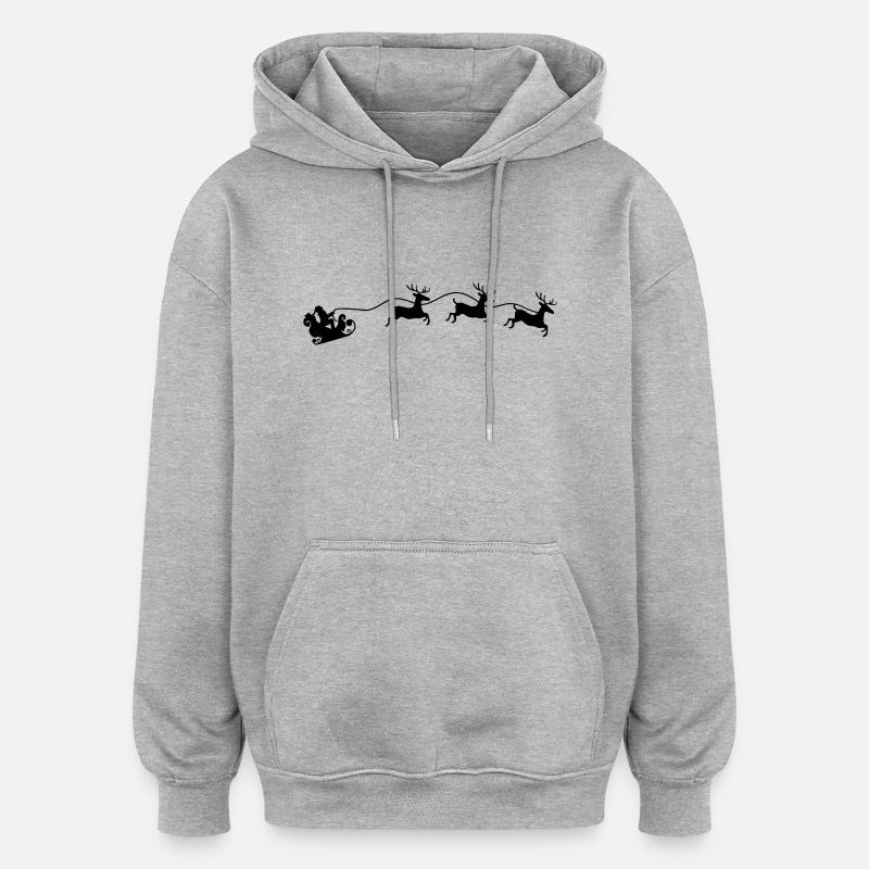 Weihnachtsmann Schlitten - Oversized Unisex Hoodie - Grau meliert