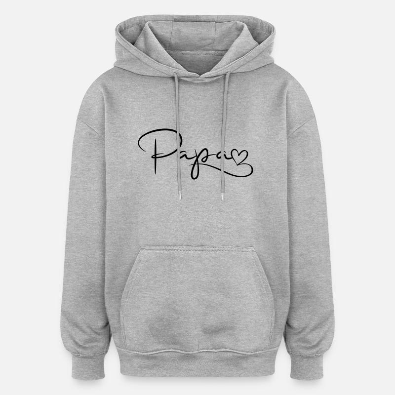 Police de papa avec coeur - Sweat à capuche oversize unisexe - gris chiné