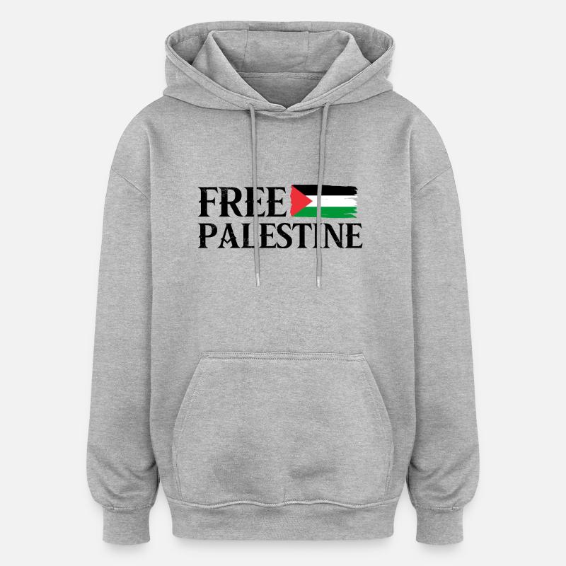 Librer Palestine - Sweat à capuche oversize unisexe - gris chiné