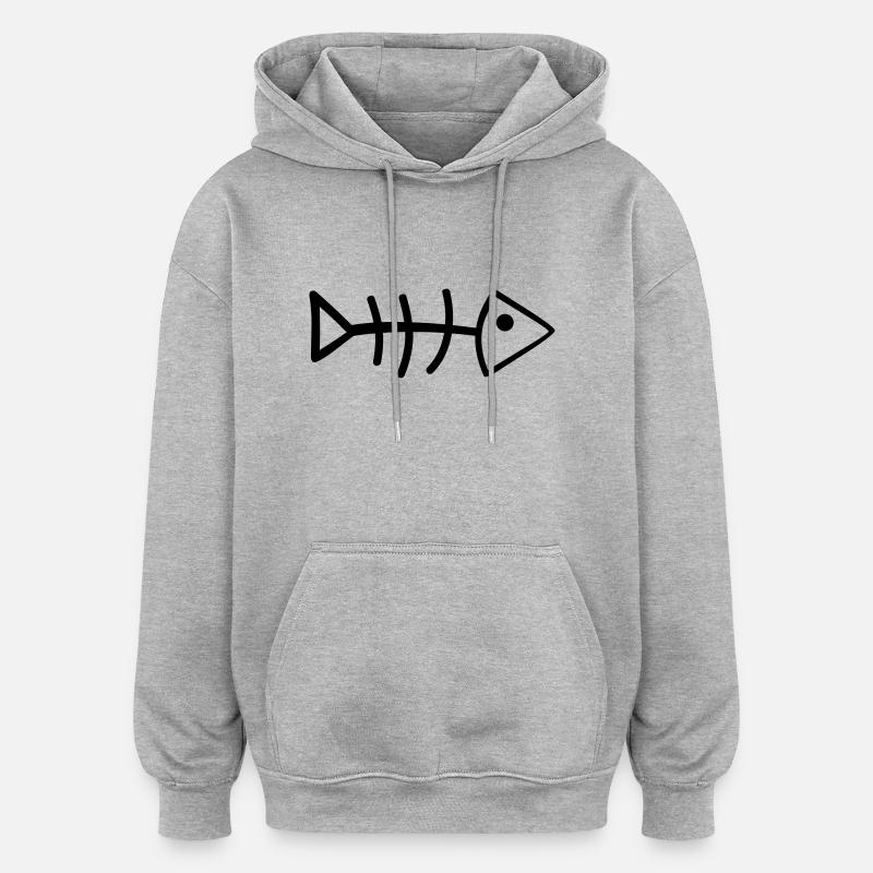 arête de poisson - Sweat à capuche oversize unisexe - gris chiné