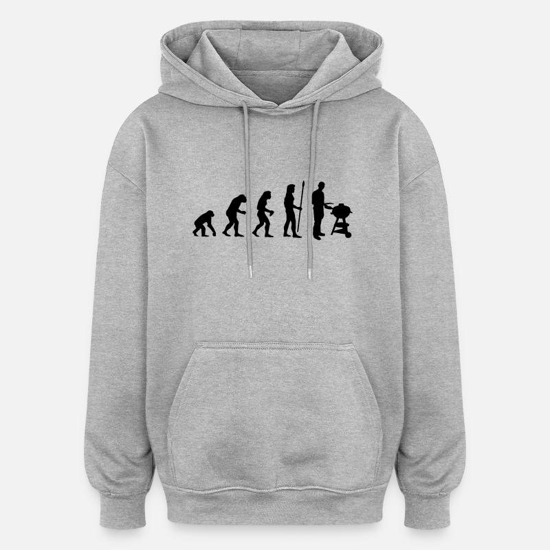 evolution_grill1 - Oversized Unisex Hoodie - Grau meliert