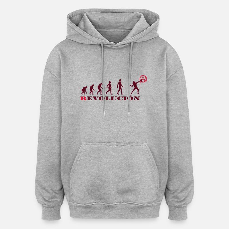 r-evolution, evolution, revolution, street art, - Oversized Unisex Hoodie - Grau meliert